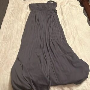 Floor Length Bridesmaid Dress in charcoal gray